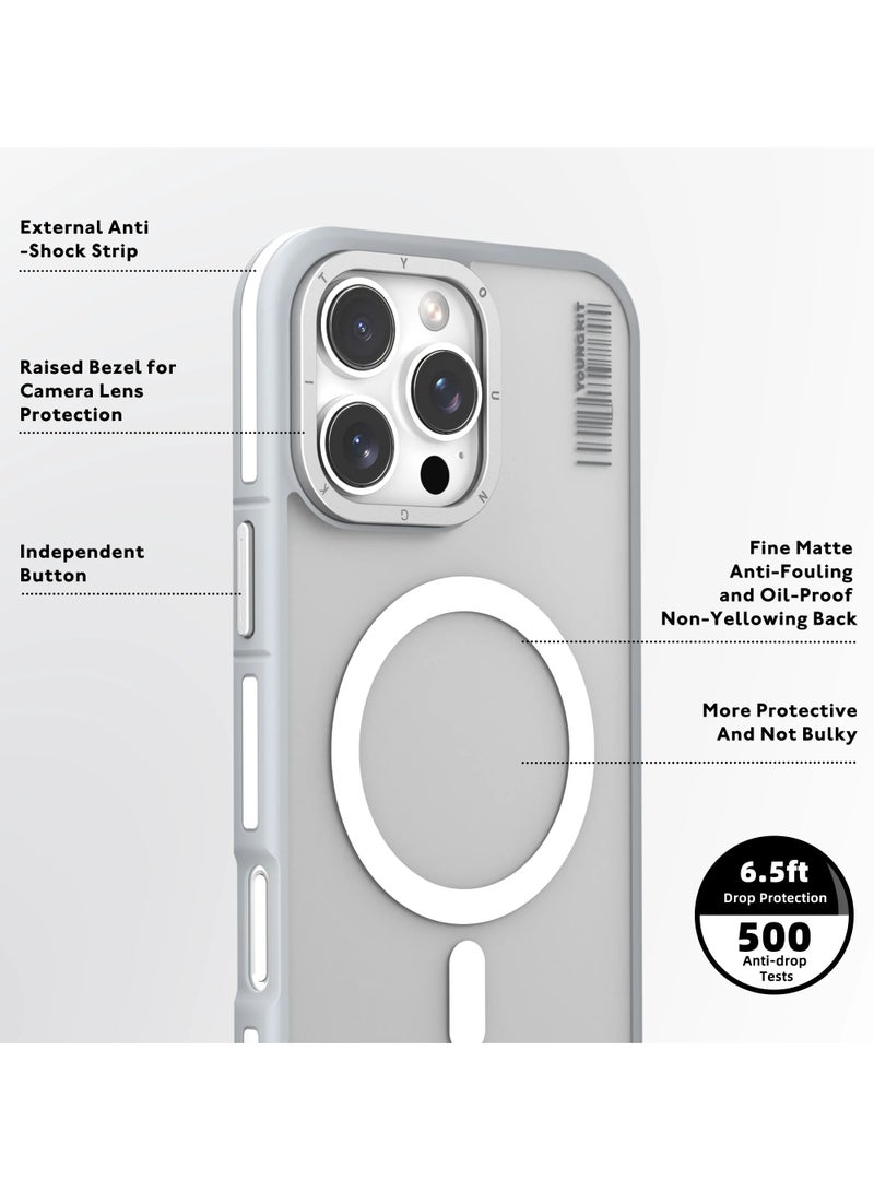 يونج كيت جراب يونج كيت روك ساند سكين فيل ماج سيف ابل ايفون 16 برو - لون رمادي - Image 3