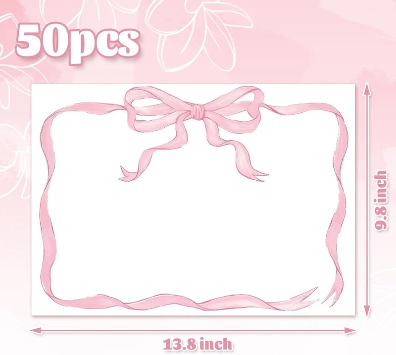 JarThenaAMCS 50 ورقة مفرش طاولة وردي مزين بعقدة قوس جميلة مفرش طاولة قابل للتخلص لحفلة توديع العزوبية 14 × 10 بوصة - Image 2