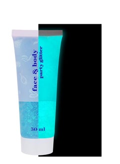 MEICOLY MEICOLY Neon Blue Body Glitter Gel,UV Blacklight Chunky Face Glitter Gel,Glow in The Dark Glitter Paint,Singer Concert Music Festival Party Rave Accessories,Halloween Glitter Makeup for Women,50ml 