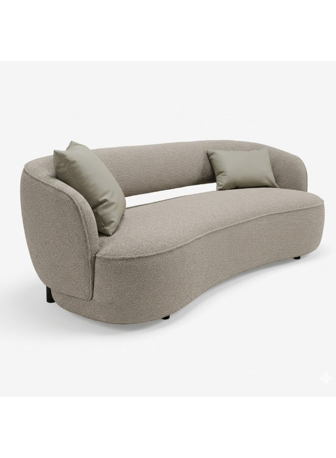 KUSTOMDECO Luxury Halo Curve 3-Seater Sofa Fabric Couch (Beige) - Image 3