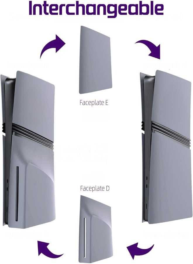 AROAQ Grey Cover Plates with Logo Skin & 30th Anniversary Sticker for PS5 Pro Disc Edition – Replacement Console Shell Panels - Image 4