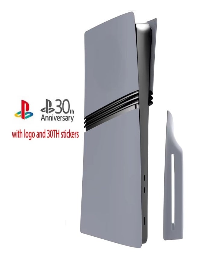AROAQ Grey Cover Plates with Logo Skin & 30th Anniversary Sticker for PS5 Pro Disc Edition – Replacement Console Shell Panels - Image 2
