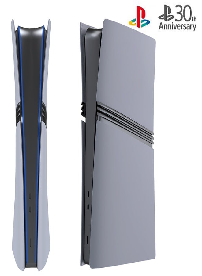 AROAQ Grey Cover Plates with Logo Skin & 30th Anniversary Sticker for PS5 Pro Disc Edition – Replacement Console Shell Panels - Image 3