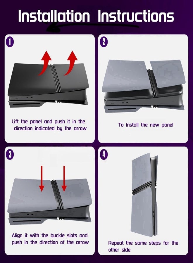 AROAQ Grey Cover Plates with Logo Skin & 30th Anniversary Sticker for PS5 Pro Disc Edition – Replacement Console Shell Panels - Image 5