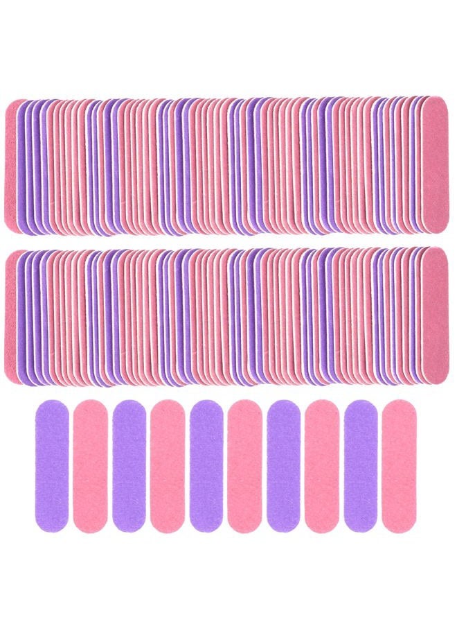 VIOCIWUO Mini Nail File Bulk 300Pcs (180/240 Grit), Disposable Nail Files Double Sided Emery Boards Home or Professional Manicure Tools(Purple and Pink) - Image 1