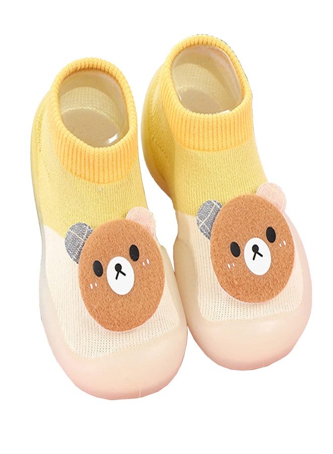 MEZON جوارب وأحذية أطفال من ميزون، مانعة للانزلاق، بنعل مطاطي ناعم، شباشب أطفال، جوارب قطنية شبكية خفيفة الوزن وجيدة التهوية (متعددة الألوان) (دب، 23-28 شهرًا) - Image 1