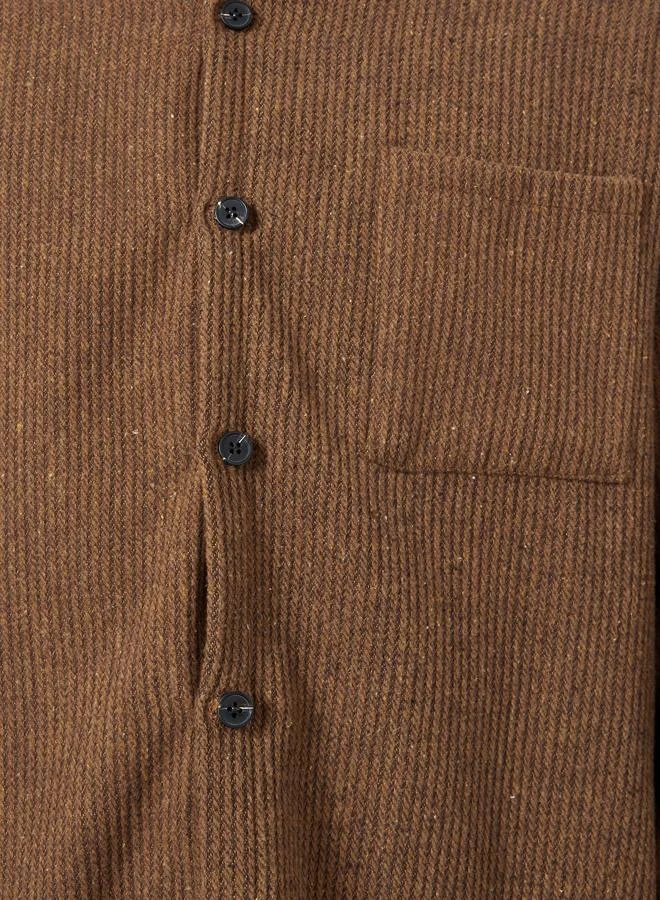 Styli  Men Brown Corduroy Jacket with Buttons for Men | Best Price UAE
