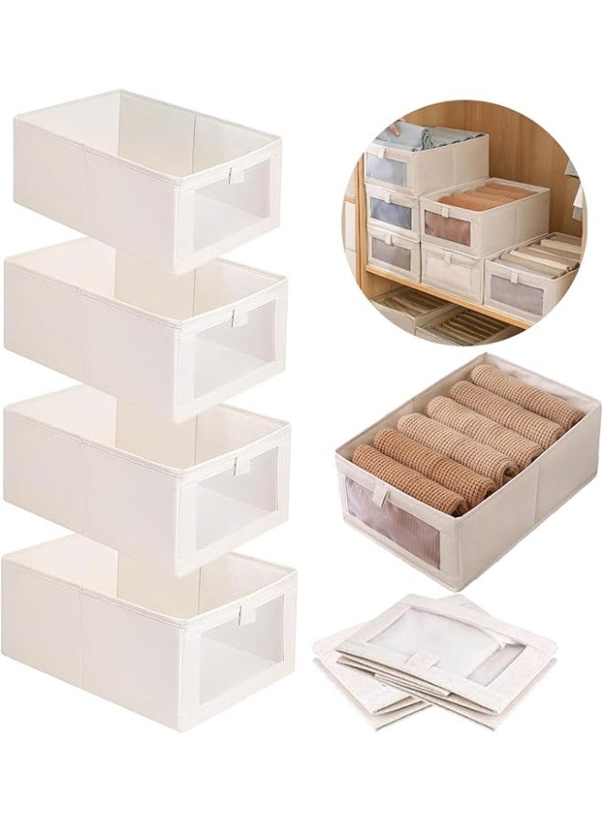 DUNISO 4 Pcs Wardrobe Clothes Organizer,Drawer Organizers and Storage，Multifunctional Foldable Storage Box，With Clear Window，Moisture and Mold Prevention，for Storing Shirts, T Shirts, Socks, Underwear, Documents  - Image 1