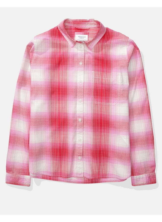 American Eagle - قميص منقوش بأزرار وأكمام طويلة من AE - Image 1