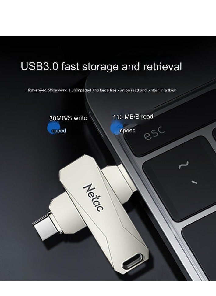Netac Type-C USB Double Interface Flash Drive Plug U782C_2 Silver 64 GB - Image 2