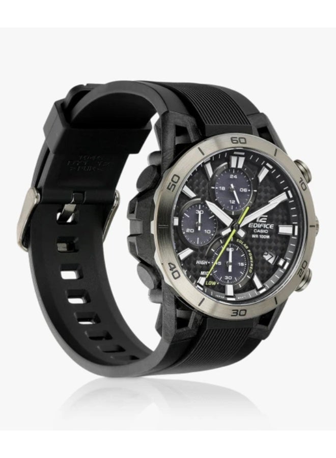 كاسيو إيديفيس EQS-960PB-1A مينا من ألياف الكربون الأسود سوار مطاطي أسود - Image 3