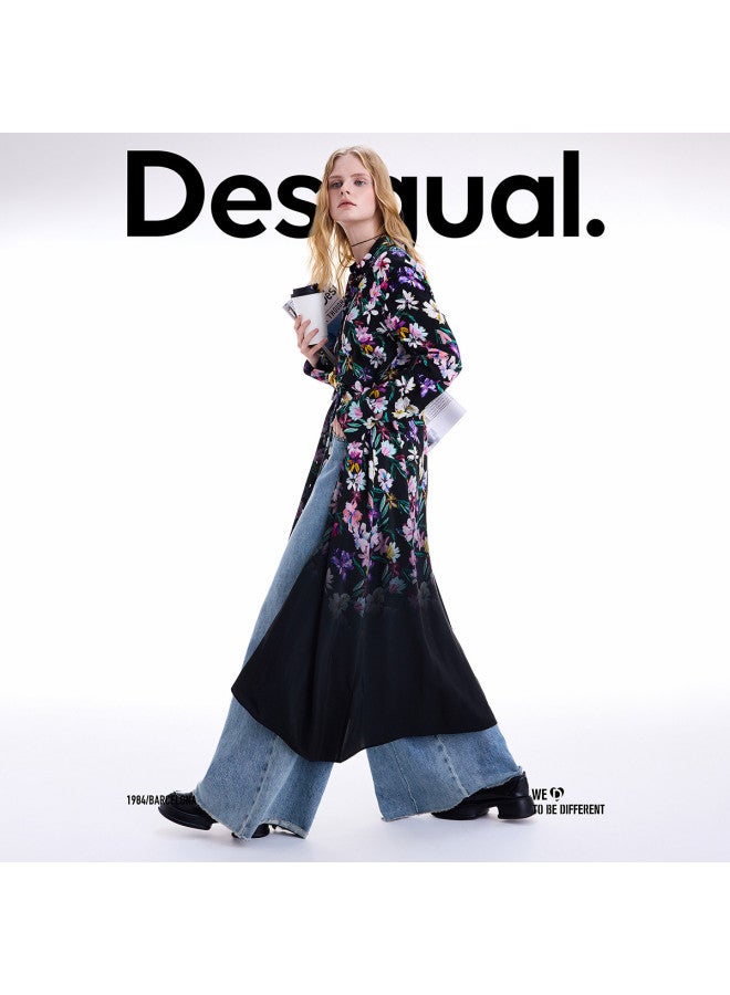 DESIGUAL Women'S Floral Print Long Sleeve Shirt Collar Dress, Autumn/Winter 2025 Collection - Image 2