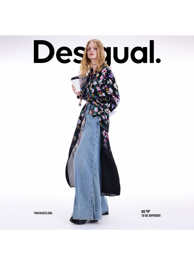 DESIGUAL Women'S Floral Print Long Sleeve Shirt Collar Dress, Autumn/Winter 2025 Collection - Image 4