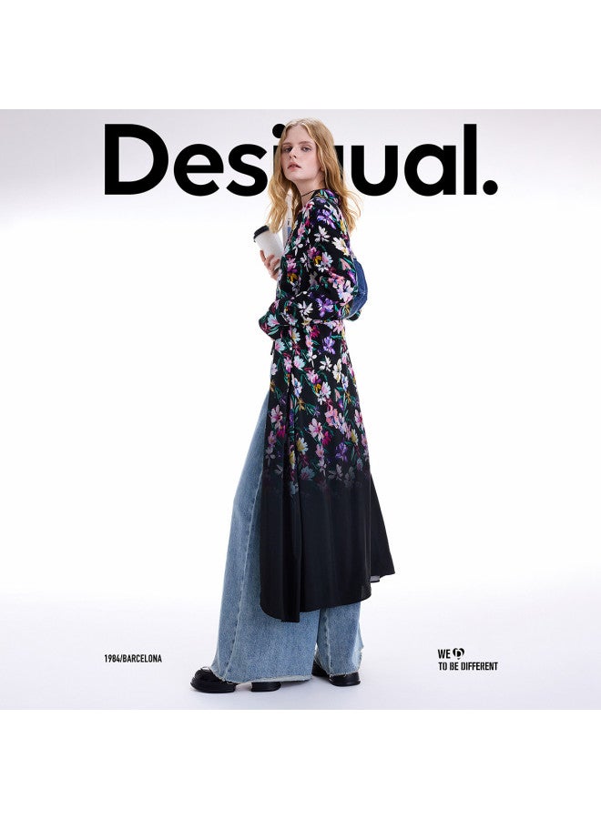 DESIGUAL Women'S Floral Print Long Sleeve Shirt Collar Dress, Autumn/Winter 2025 Collection - Image 3