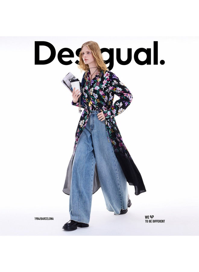 DESIGUAL Women'S Floral Print Long Sleeve Shirt Collar Dress, Autumn/Winter 2025 Collection - Image 5