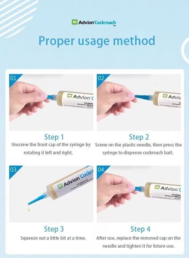 Cockroach ٤ عبوات من جيل طارد الصراصير، تشمل طعم جل مضاد للصراصير بني، أصلي من الولايات المتحدة، 30 جرام * ٤ - Image 2