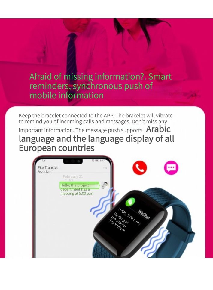 جيليز ساعة رياضية جديدة بسوار معدل ضربات القلب وضغط الدم ومراقبة بلوتوث وعداد الخطى وادارة الصحة ساعة ذكية (اخضر) - Image 2