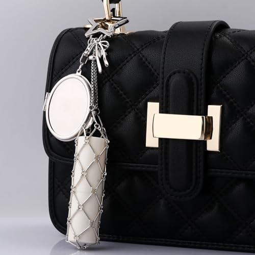 Disengor Y2K Chapstick Holder Keychain with Mirror Kawaii Lip Gloss Keychain Holder for Purse Bag Charm Accessories (BG00208-02) - Image 3