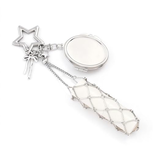 Disengor Y2K Chapstick Holder Keychain with Mirror Kawaii Lip Gloss Keychain Holder for Purse Bag Charm Accessories (BG00208-02) - Image 1