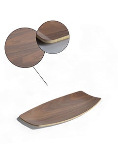 Trust Oval Natrual Walnut Wood Veneer Serving Tray Dark Brown 26X13CM  - Image 2