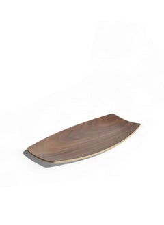 Trust Oval Natrual Walnut Wood Veneer Serving Tray Dark Brown 26X13CM  - Image 1
