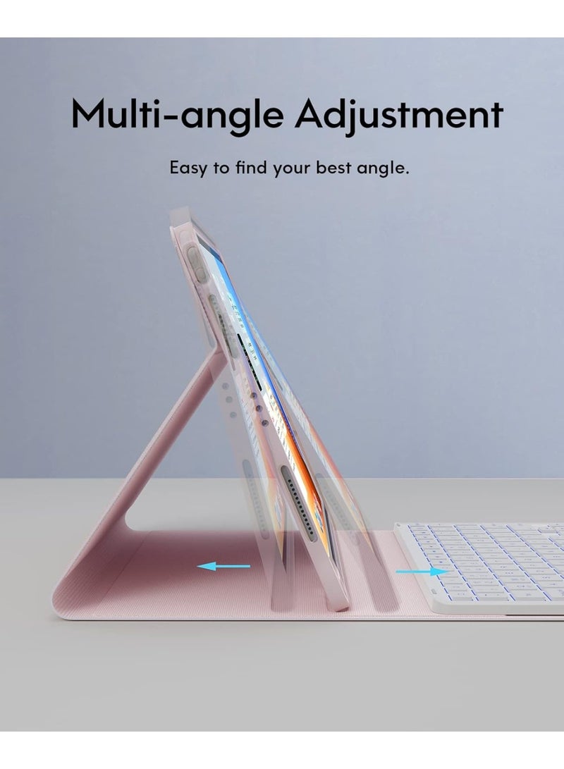 Arabic/English Keyboard Case for iPad Air 11 Inch M3/M2 (2025/2024), iPad Pro 11 Inch (4th/3rd/2nd/1st Gen) & iPad Air 5th/4th Gen, With Pencil, 7-Color Backlight, Multi-Touch Trackpad, 2 Wireless Channels, pink - Image 5