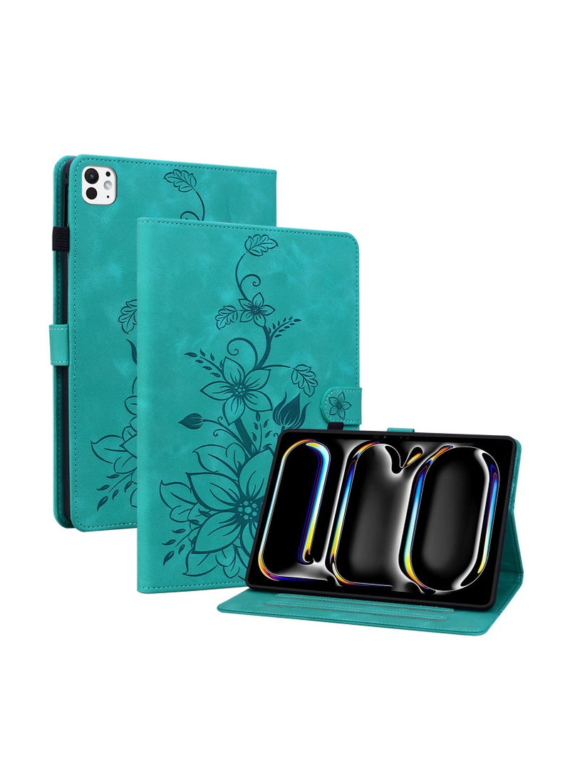 general For iPad Pro 11" 2024（M4） Tablet Leather Case, Matte Lily Card Holder is compatible with iPad Air 11/13"(M2). - Image 1