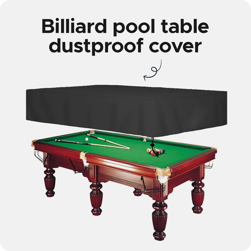 Encasify Billiard Pool Table Cover, Dustproof, Waterproof & Tearproof Covers for Pool Table 7/8/9FT Fitted - Polyester Material - Black (7 Feet (228cm x 132cm X 20cm)) - Image 2