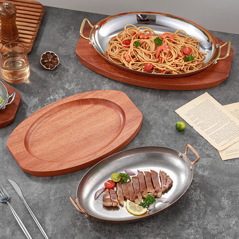 Stainless Steel Egg-Shaped Frying Pan Thickened Fish Hearth Plate Binaural Seafood Plate Crayfish Plate Western Food Baked Rice Steak Plate Tableware - Image 4