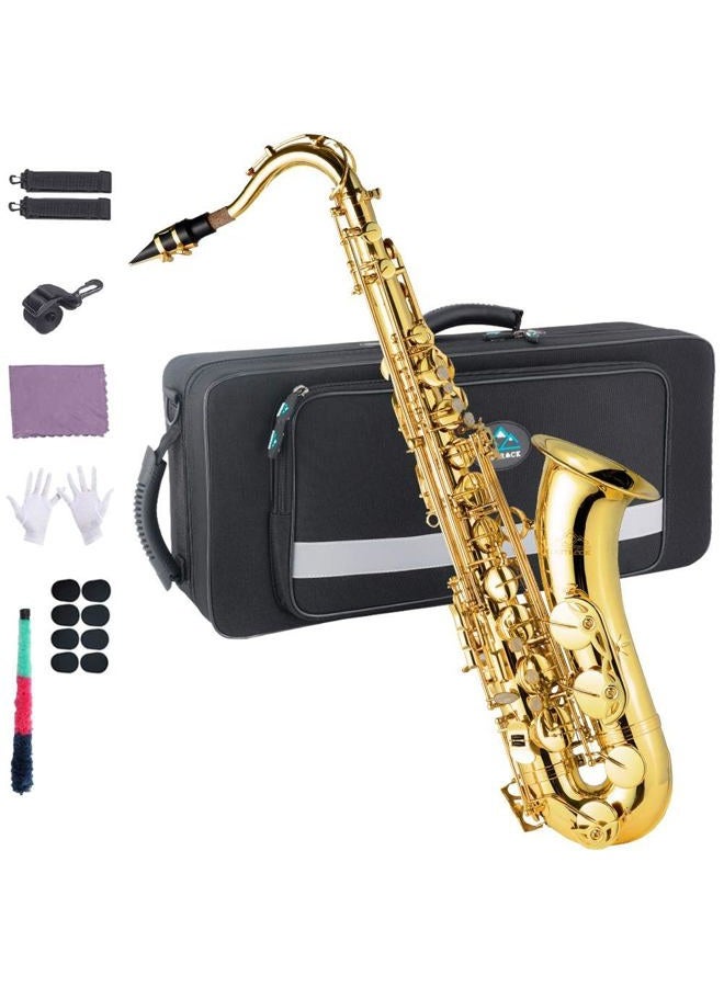 EASTROCK Tenor Saxophone B Flat Gold Laquer Sax Students Beginner With Updated Carrying Case,Reeds,Cleaning Kit,Gloves,Neck Straps,Mouthpieces - Image 1