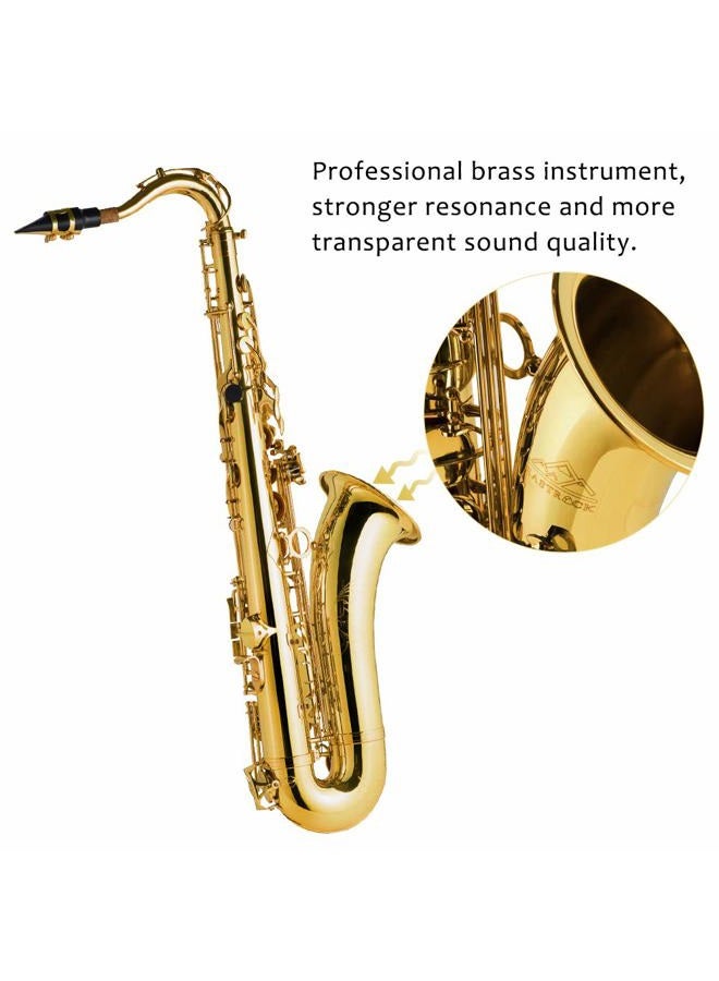 EASTROCK Tenor Saxophone B Flat Gold Laquer Sax Students Beginner With Updated Carrying Case,Reeds,Cleaning Kit,Gloves,Neck Straps,Mouthpieces - Image 5