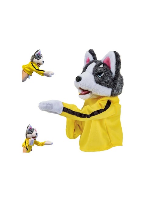 Kung Fu Dog & Husky Interactive Toy - Boxing & Tricky Hand Puppet Action, Plush Stuffed Husky with Kung Fu Gloves - Perfect Children's Game & Gift Idea!