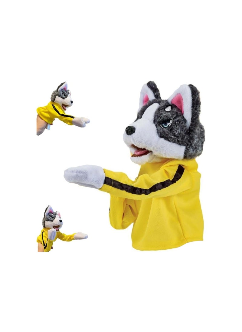 Kung Fu Dog & Husky Interactive Toy - Boxing & Tricky Hand Puppet Action, Plush Stuffed Husky with Kung Fu Gloves - Perfect Children's Game & Gift Idea!