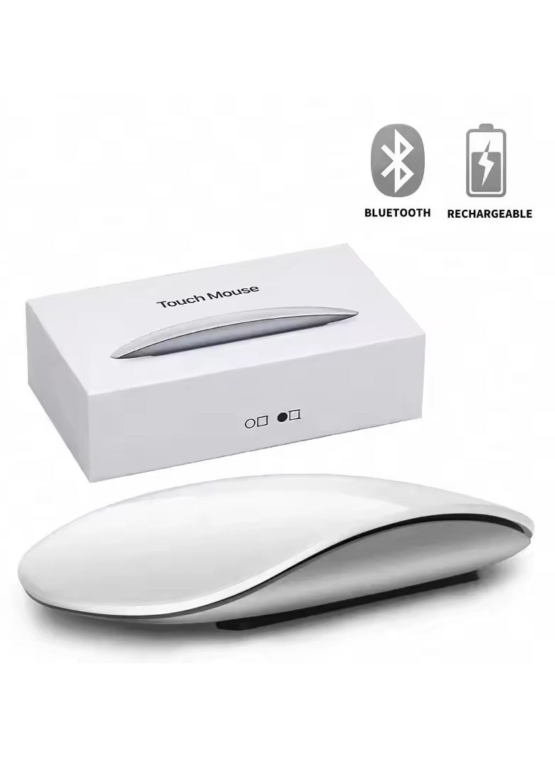 Wireless Mouse Rechargeable Bluetooth White, Multi-Touch Surface, Slim Portable Design, Ergonomic, Quiet Travel Computer Mouse for PC Laptop, Rechargeable (White)