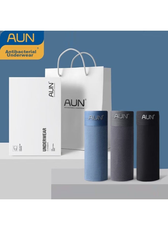 AUN Aun Men's Seamless Underwear, Boxer Briefs, Modal Antibacterial Shorts, Dark Gray-blue And Black, Size L - Image 3