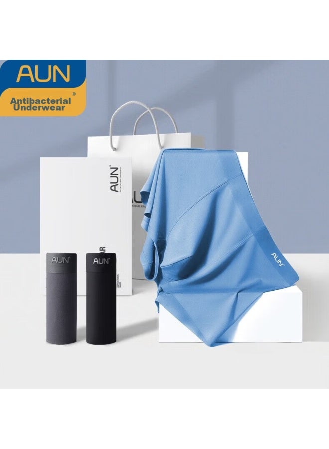 AUN Aun Men's Seamless Underwear, Boxer Briefs, Modal Antibacterial Shorts, Dark Gray-blue And Black, Size L - Image 1