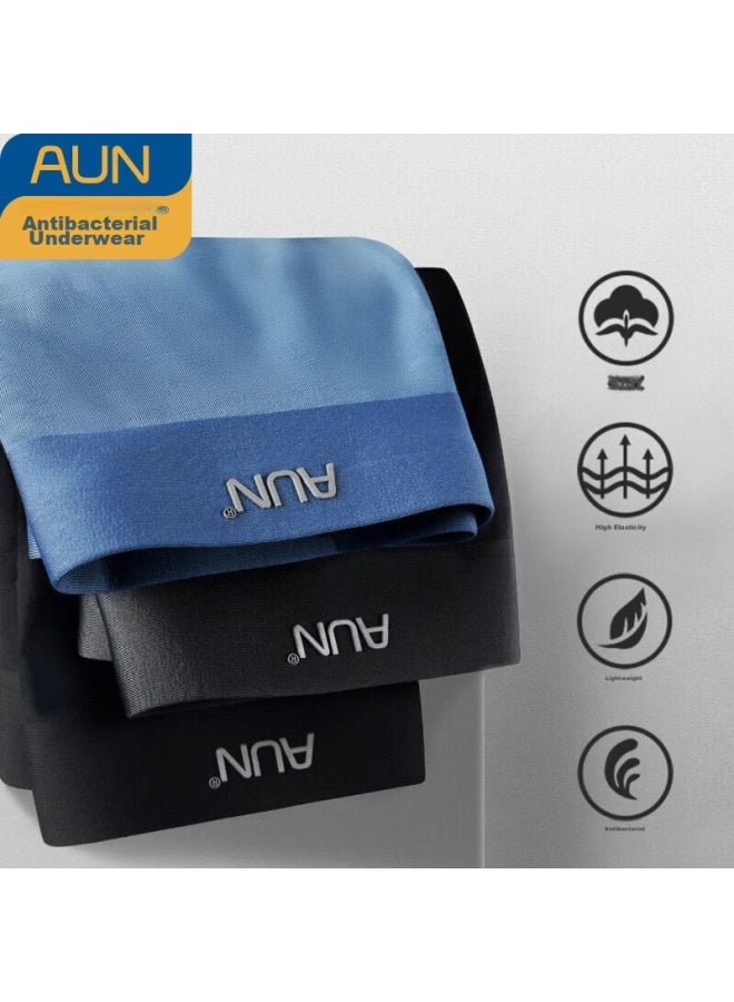 AUN Aun Men's Seamless Underwear, Boxer Briefs, Modal Antibacterial Shorts, Dark Gray-blue And Black, Size L - Image 2