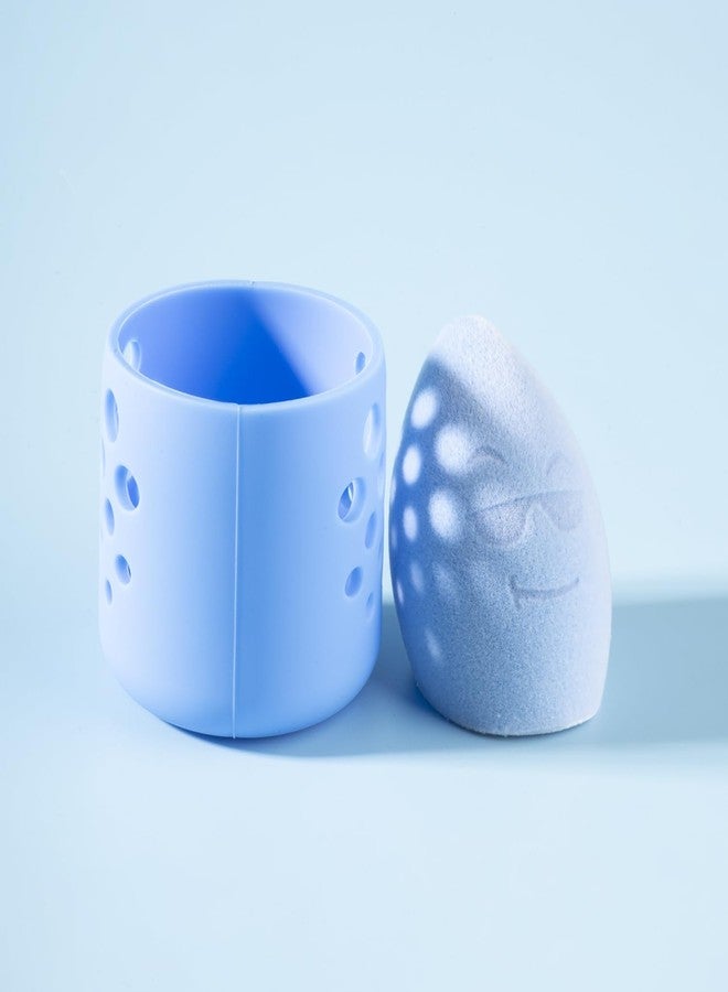 PAC Mr. Bounce (1 Pc)| Beauty Blender Makeup Sponge for Face Makeup (Small)| Velvet Soft Olive Cut for Foundation, Creams & Powders with Case | For All Skin Types - Soft, Reusable & Washable (Blue) - Image 4