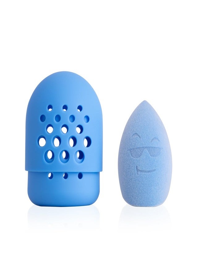 PAC Mr. Bounce (1 Pc)| Beauty Blender Makeup Sponge for Face Makeup (Small)| Velvet Soft Olive Cut for Foundation, Creams & Powders with Case | For All Skin Types - Soft, Reusable & Washable (Blue) - Image 1