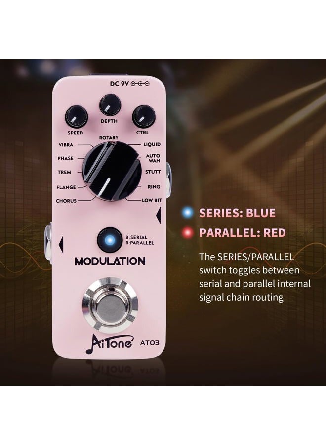 AITONE Modulation Pedal for Electric Guitar with Chorus Flanger Tremolo Phaser Vibrato Multi Digital Guitar Pedals 11 Modulation Modes (AT-03) - Image 5
