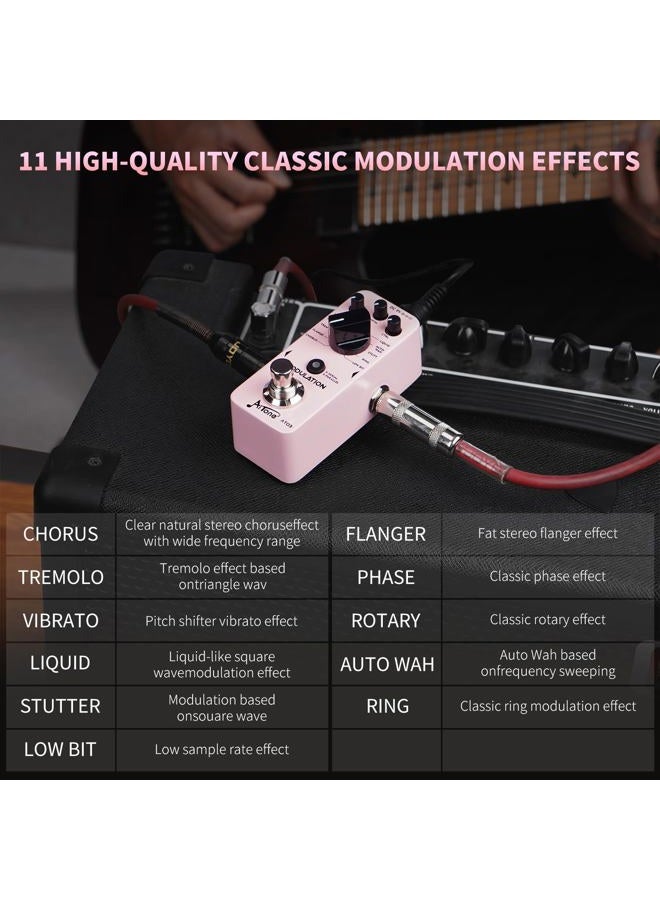 AITONE Modulation Pedal for Electric Guitar with Chorus Flanger Tremolo Phaser Vibrato Multi Digital Guitar Pedals 11 Modulation Modes (AT-03) - Image 3