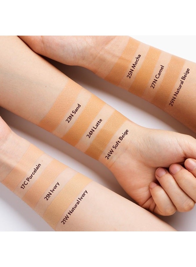 TIRTIR كريم أساس ماسك فيت ريد كوشن | الاختيار الأول في اليابان للبشرة الزجاجية، يدوم طويلاً، خفيف الوزن، تغطية قابلة للبناء، لمسة نهائية شبه لامعة، كريم أساس كوري (21N عاجي، 0.15 أونصة (صغير)) - Image 4