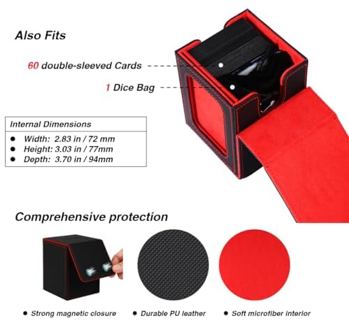 Venssu Mtg Deck Box For Commander Display  Fits 100 Double Sleeved Cards  Tcg Card Storage Box (Black And Wathet  1 Window) - Image 4