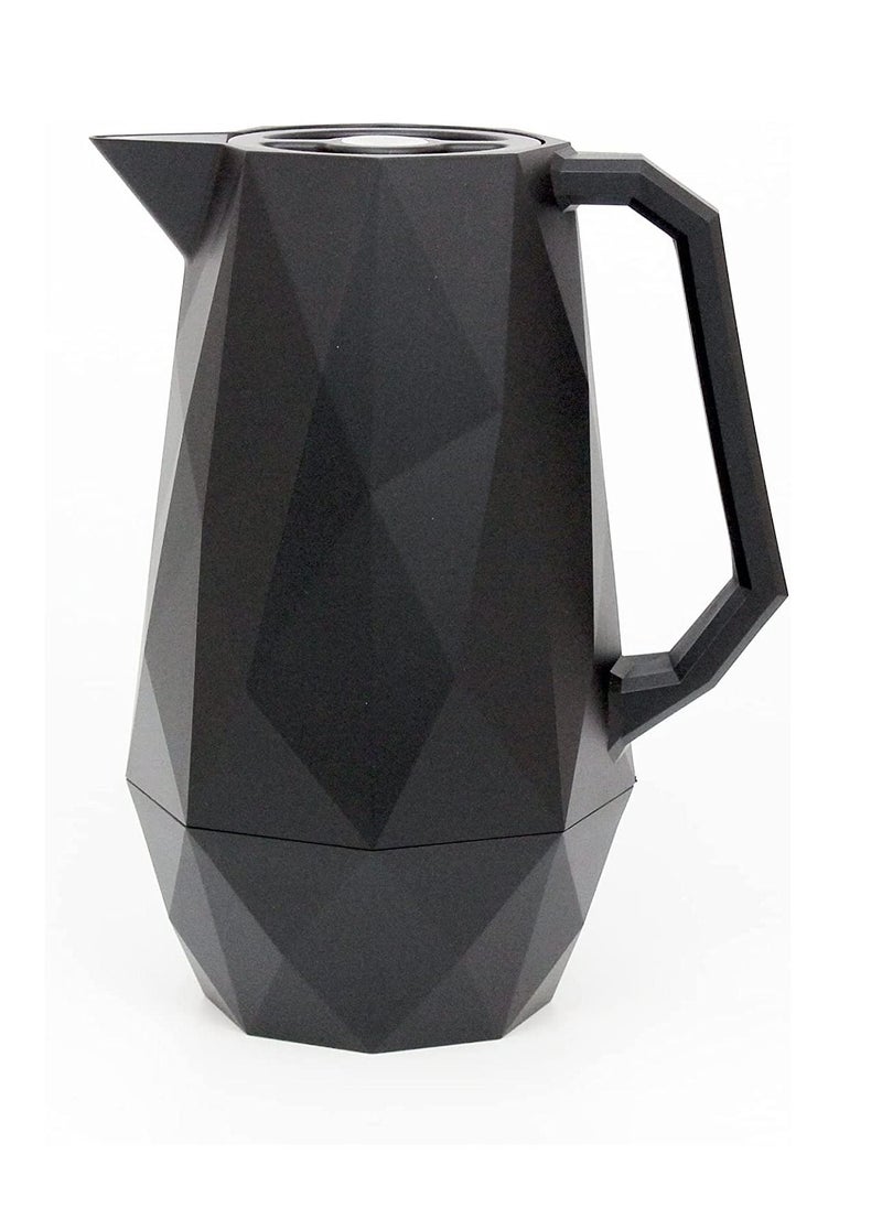 BLACKSTONE - Vacuum Flask Stylish Flask With Diamond Finishing Design Coffee Carafe Leakproof Thermos H005 Black 1.0L - Image 1