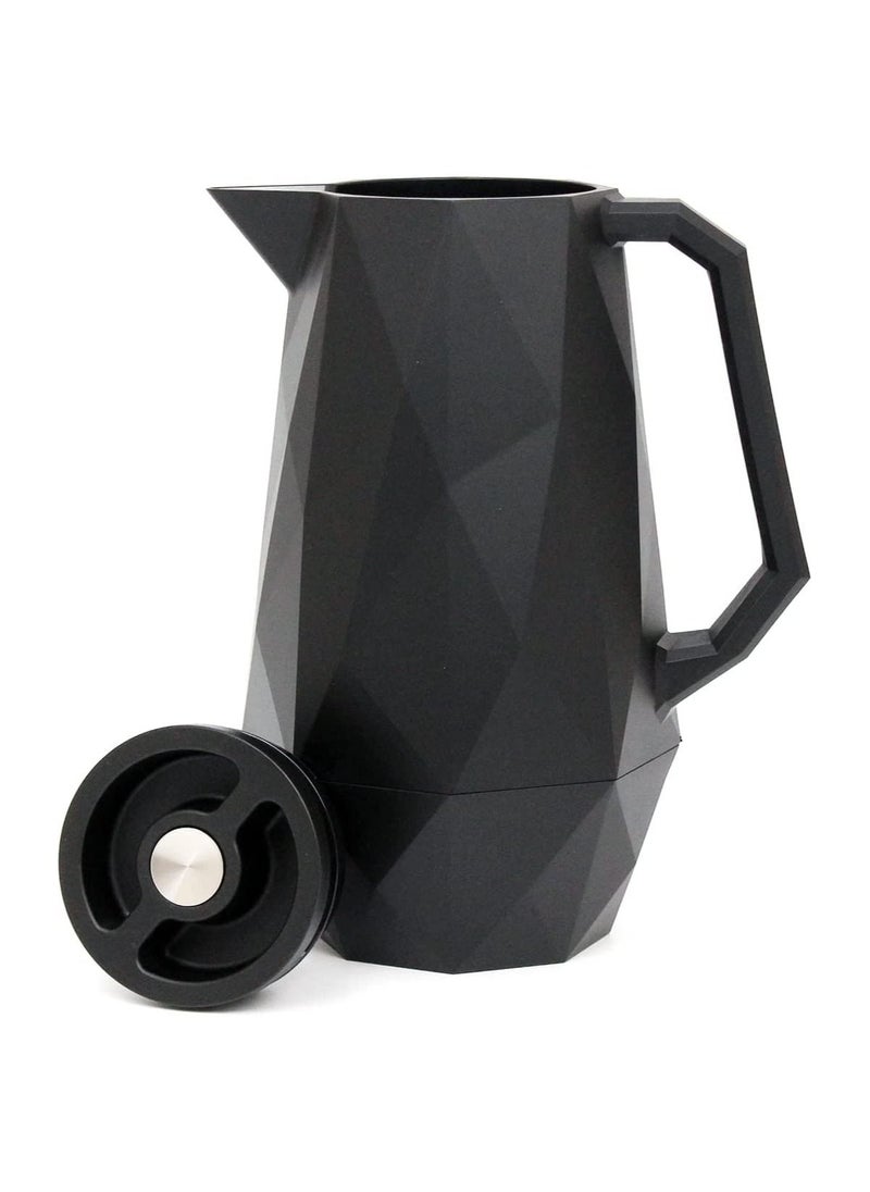 BLACKSTONE - Vacuum Flask Stylish Flask With Diamond Finishing Design Coffee Carafe Leakproof Thermos H005 Black 1.0L - Image 1