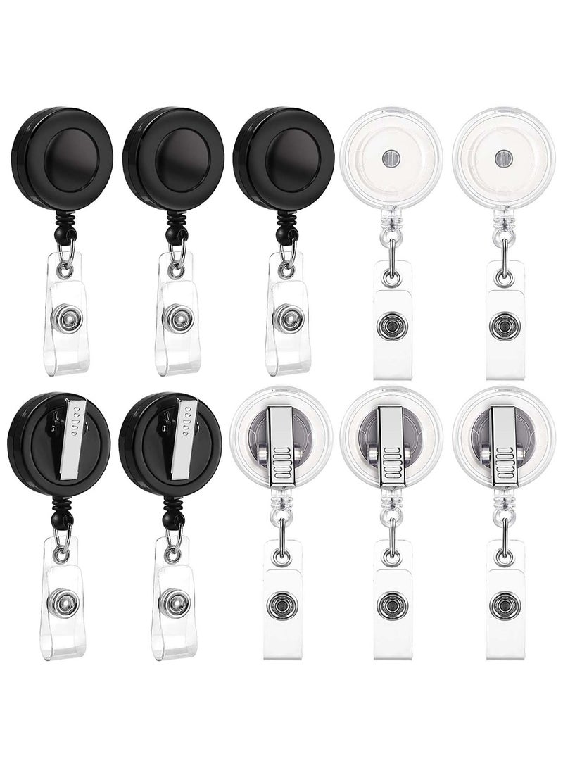 SYOSI 10 Pieces Retractable Badge Holder Reels with Swivel Alligator Clip, ID Card Holder Name Badge Reel Clips for Students Teachers Office Workers Clear  - Image 1