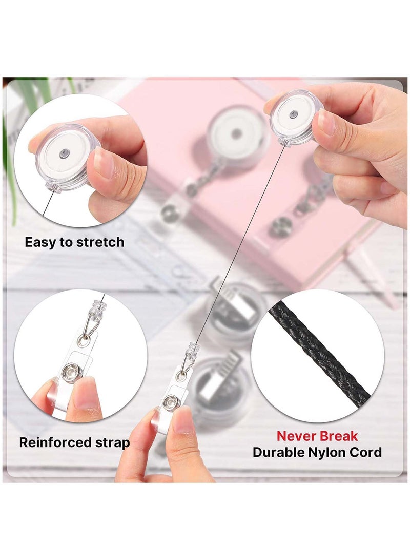 SYOSI 10 Pieces Retractable Badge Holder Reels with Swivel Alligator Clip, ID Card Holder Name Badge Reel Clips for Students Teachers Office Workers Clear  - Image 5