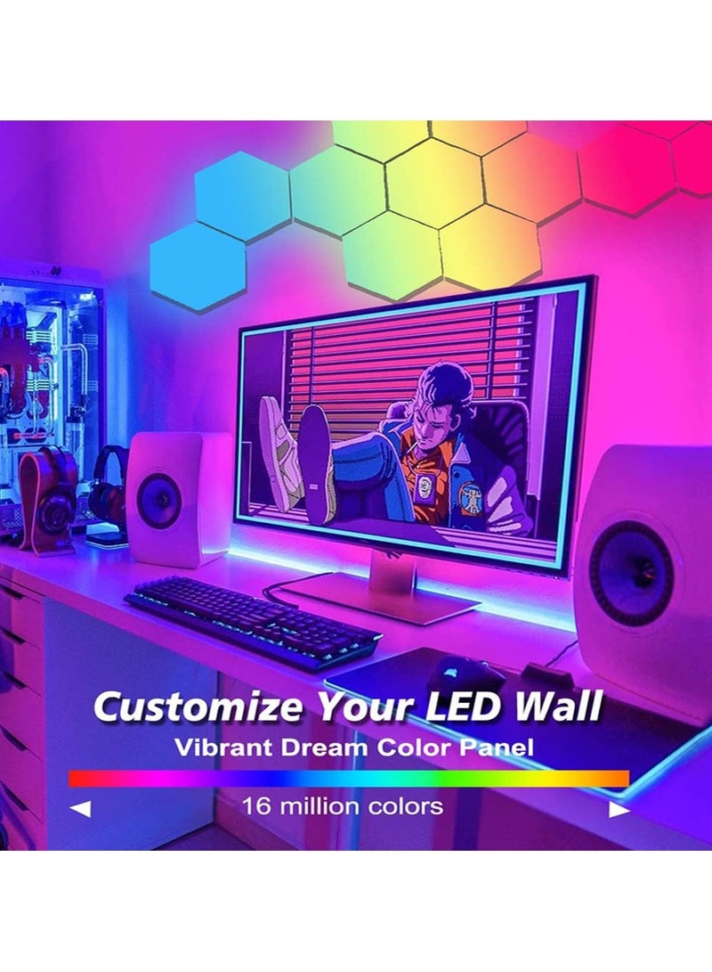 إسكدنيا مجموعة من 6 مصابيح حائط سداسية الشكل مع مزامنة الموسيقى لديكور غرفة الألعاب - Image 2