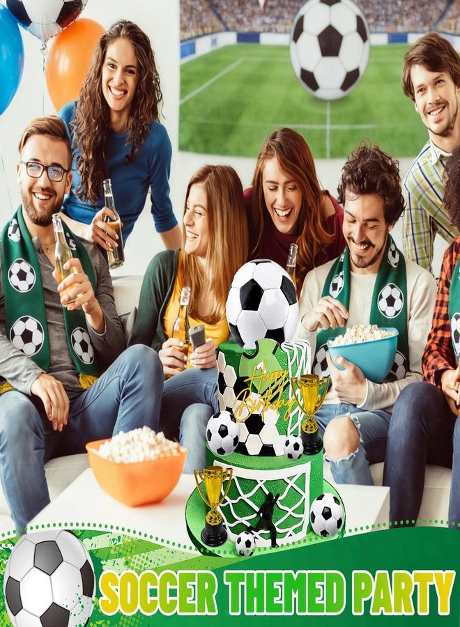 Lukinuo Large Soccer Ball Cake Toppers 8pcs Soccer Birthday Cake Decoration Sports Ball Player Cake Decorations for Men Boy Football Sport Theme Birthday Party Suppplies - Image 4