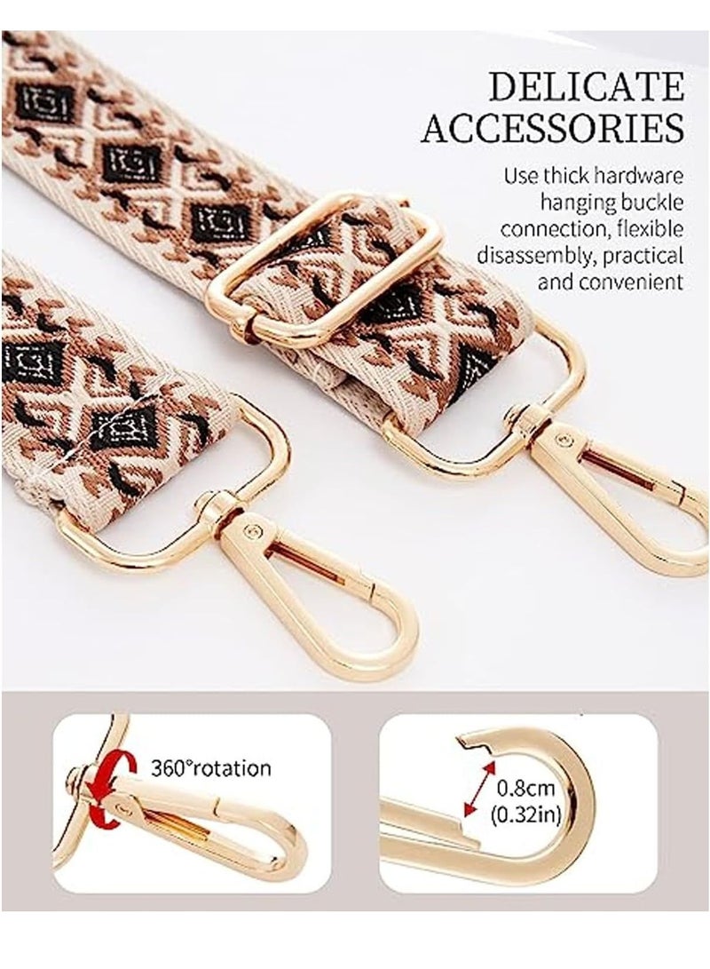 Y&D Purse Strap, Wide Shoulder Strap Replacement Adjustable Belt Canvas Bag Crossbody Handbag, Leather Buckle, 53 Inch - Image 4